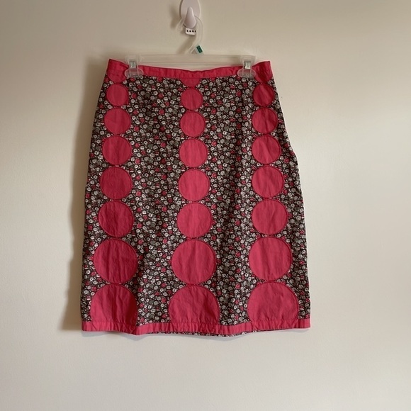 Boden Artsy Appliqué Skirt Boho Brown Pink 8L Floral Full Dot Mixed Feminine - Picture 5 of 16